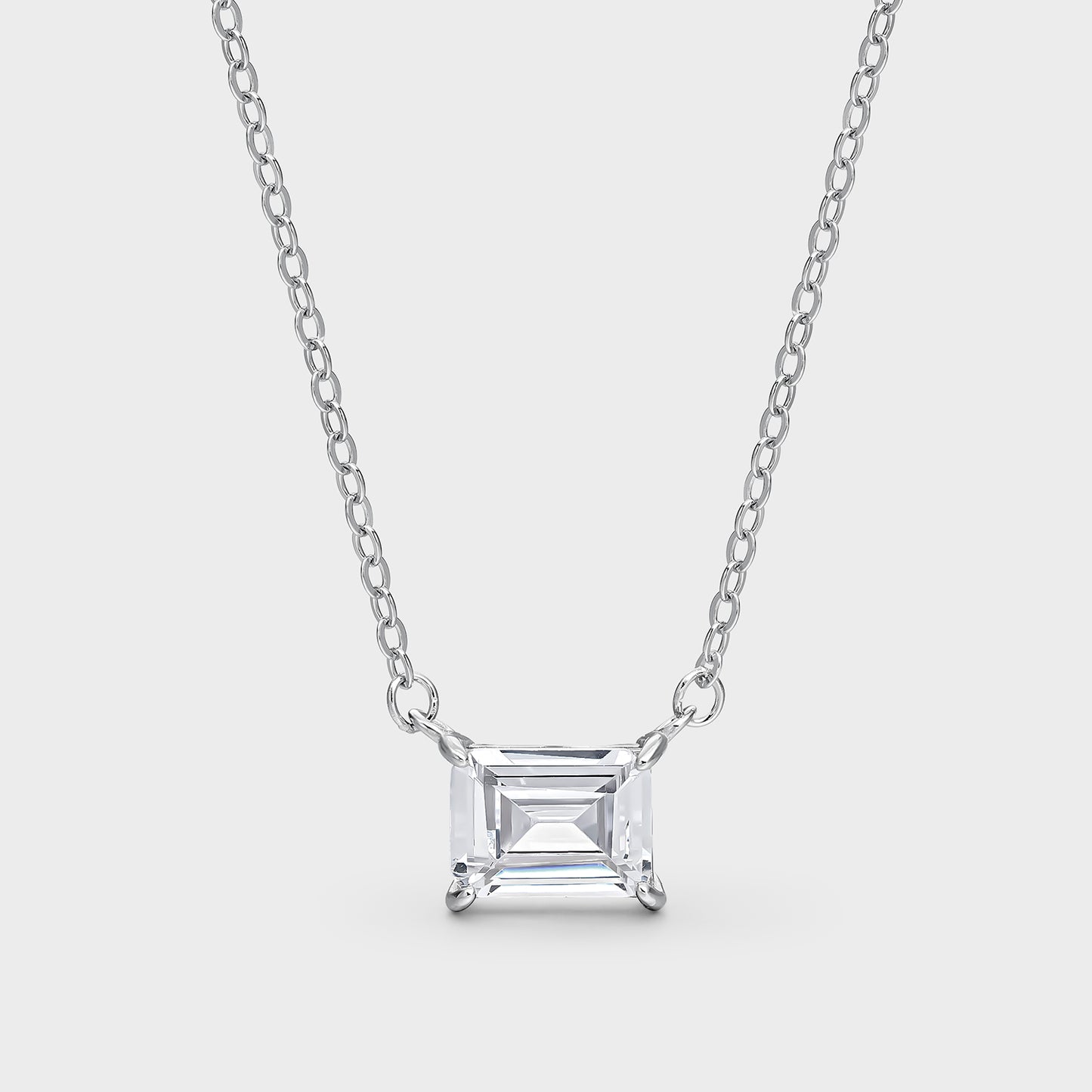 Collar de plata maxi circonita baguette