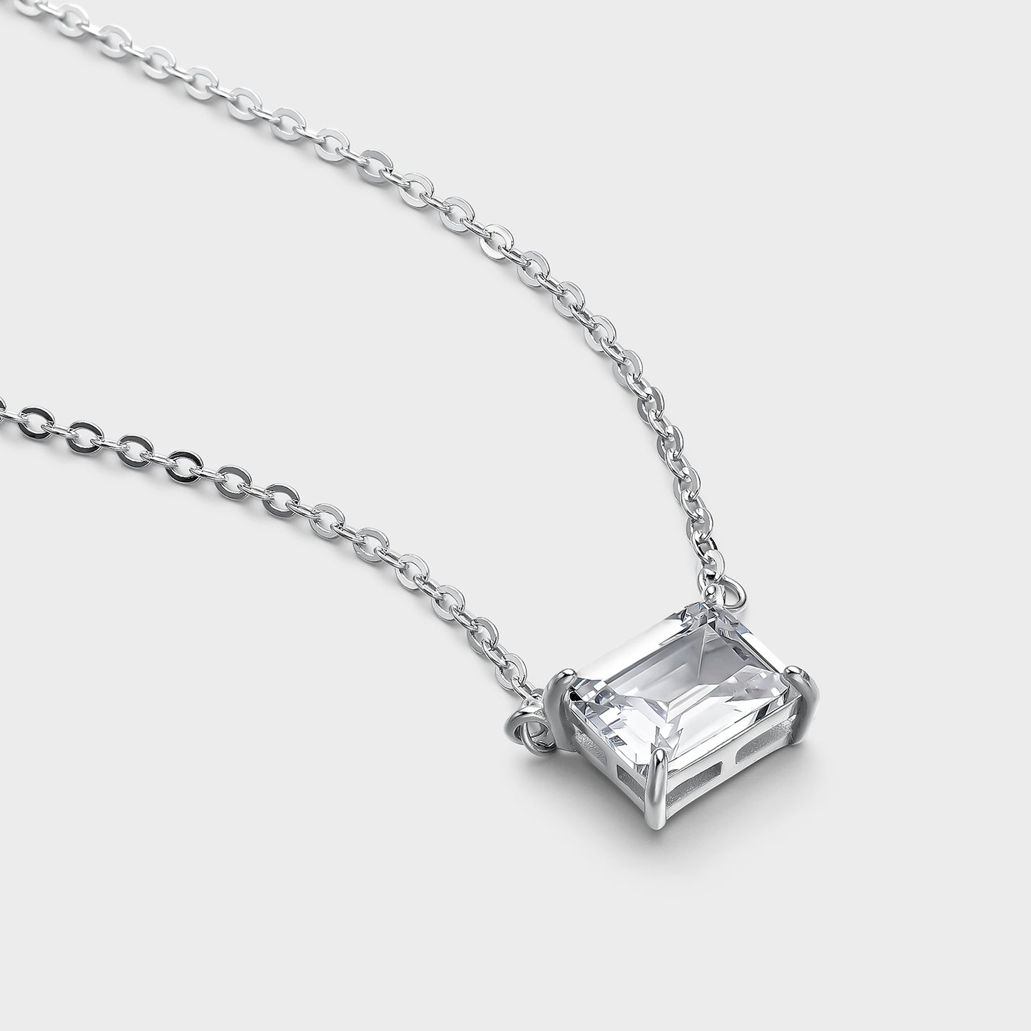 Collar de plata maxi circonita baguette