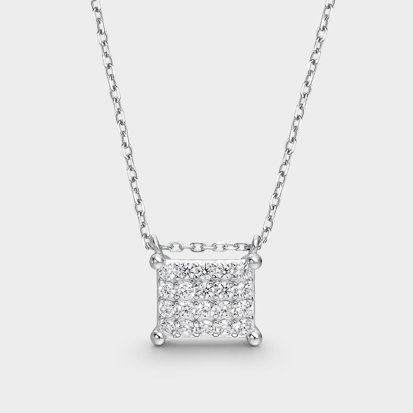 Collar en plata pavé de circonitas motivo cuadrado