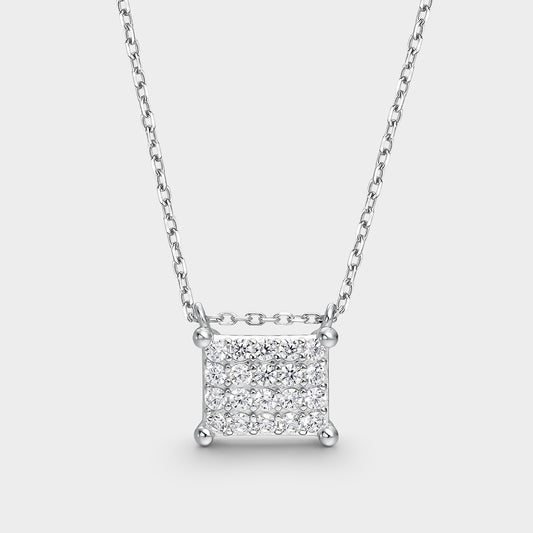 Collar en plata pavé de circonitas motivo cuadrado