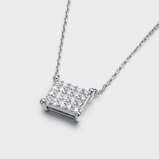 Collar en plata pavé de circonitas motivo cuadrado