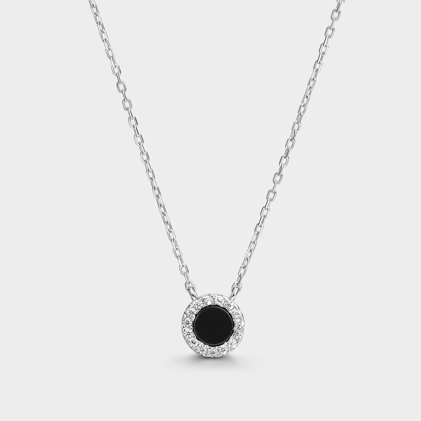 Collar círculo pequeño ónix y circonitas blancas