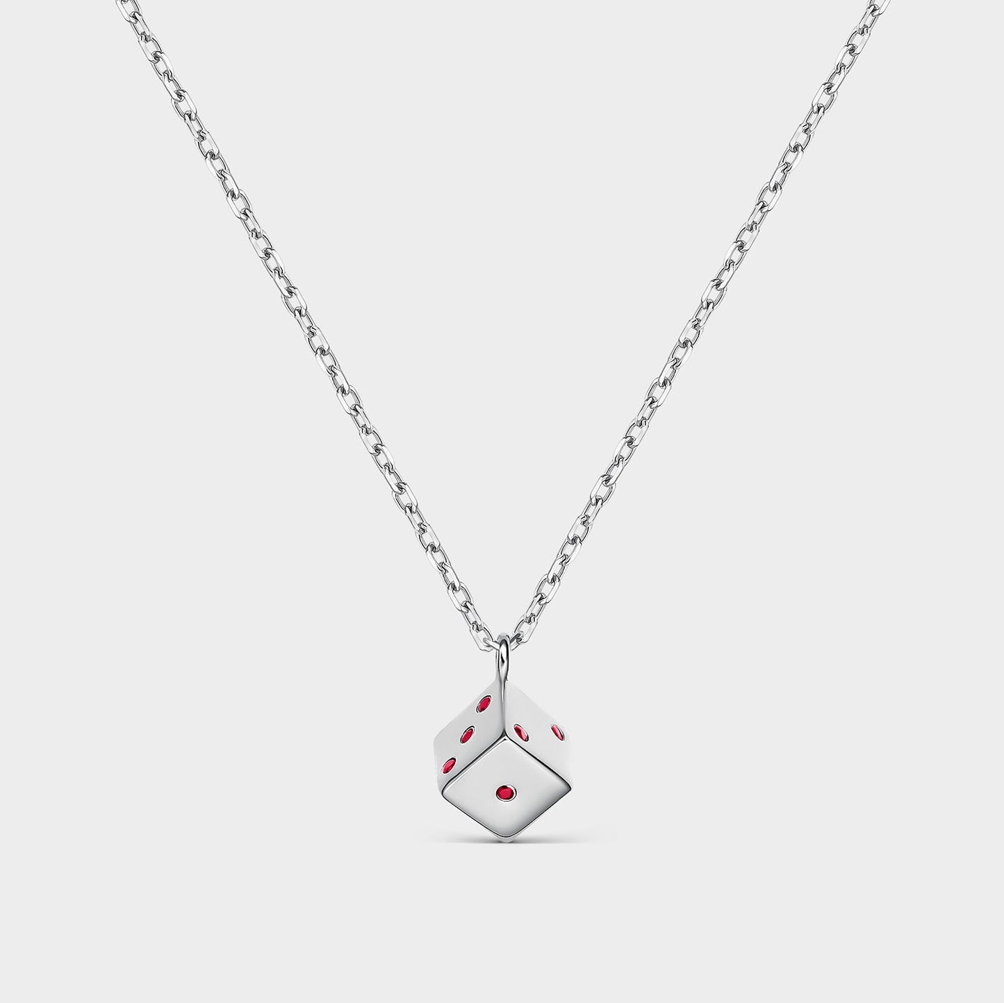 Collar plata dado circonitas rojas