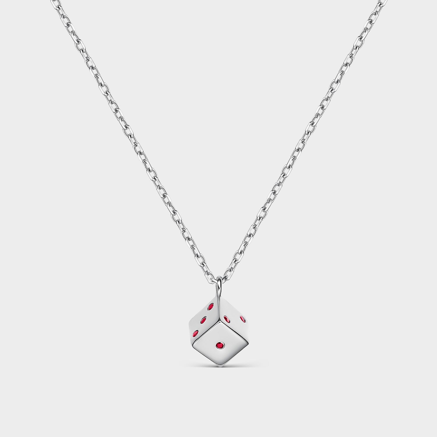 Collar plata dado circonitas rojas