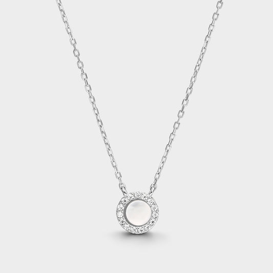Collar círculo pequeño madre perla y circonitas blancas