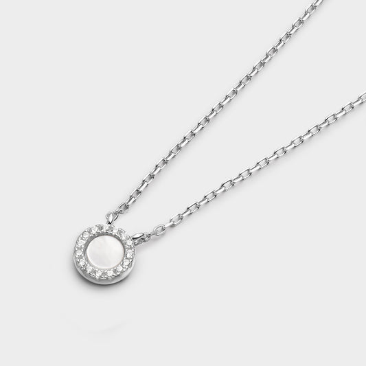 Collar círculo pequeño madre perla y circonitas blancas