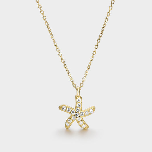 Collar plata bañada en oro con circonitas estrella de mar