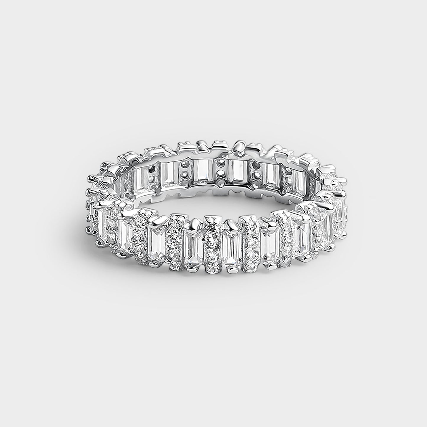 ANILLO CIRCONITAS BAGUETTE EN PLATA