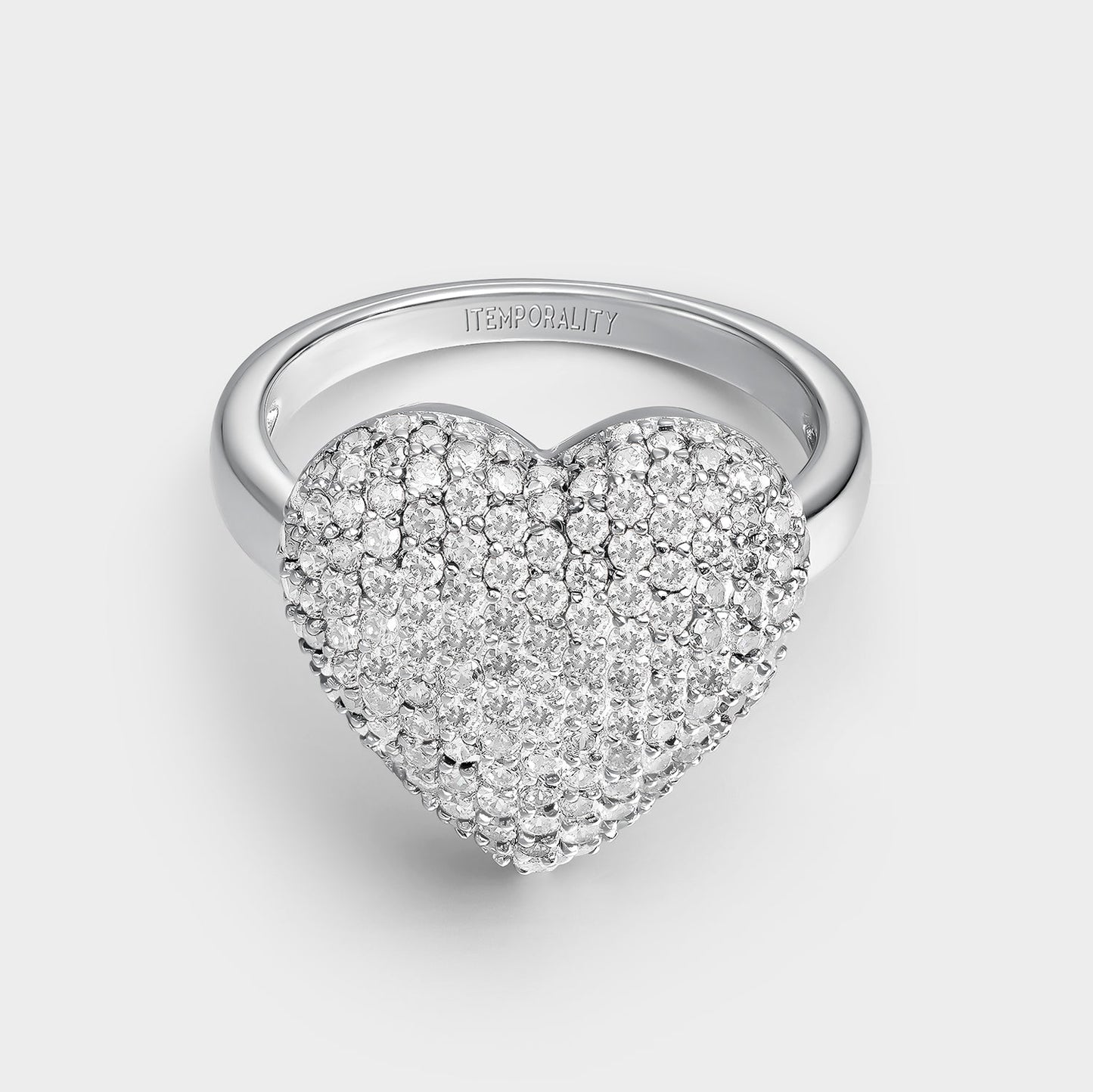 Anillo plata corazón pavé blanco