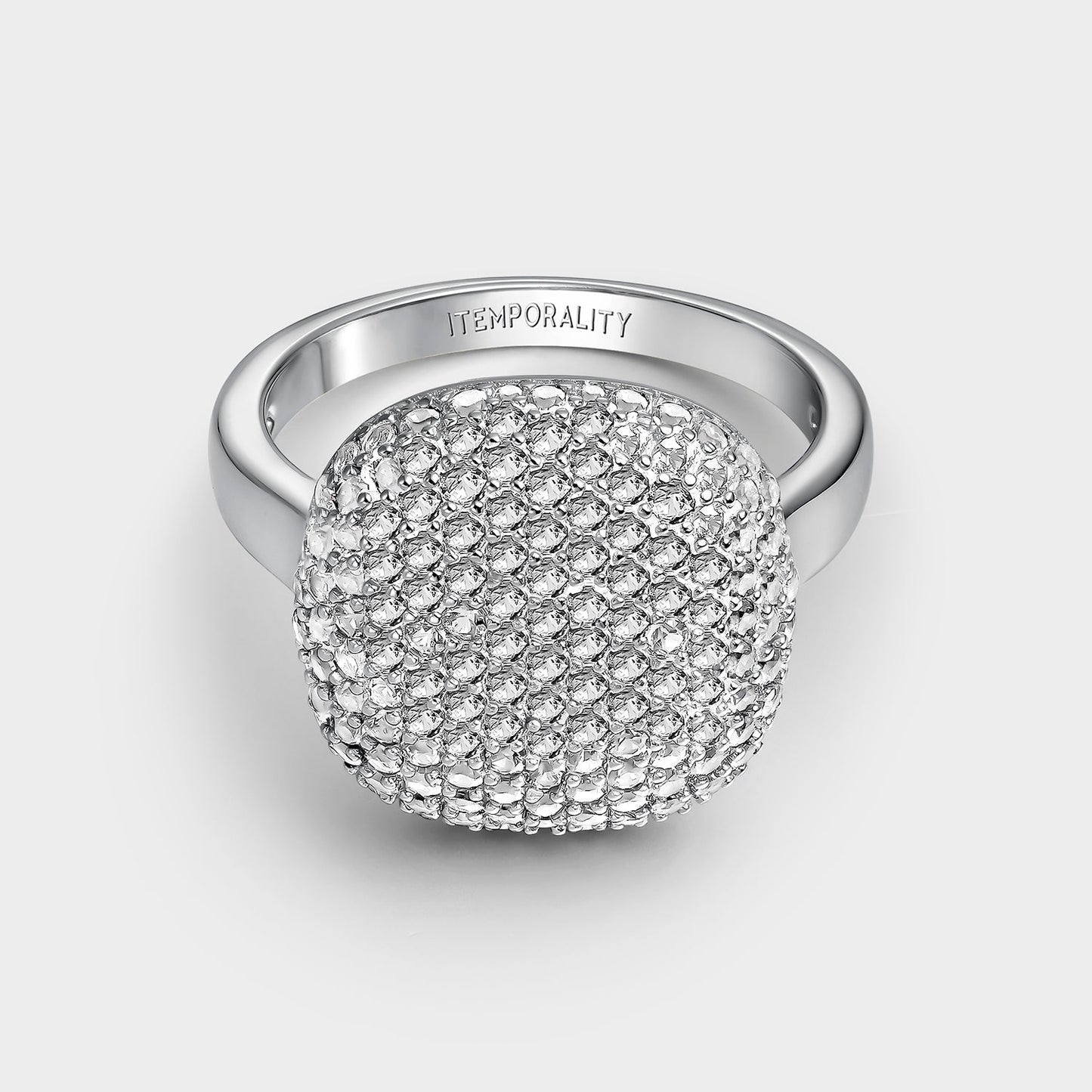 Anillo plata cushion pavé blanco