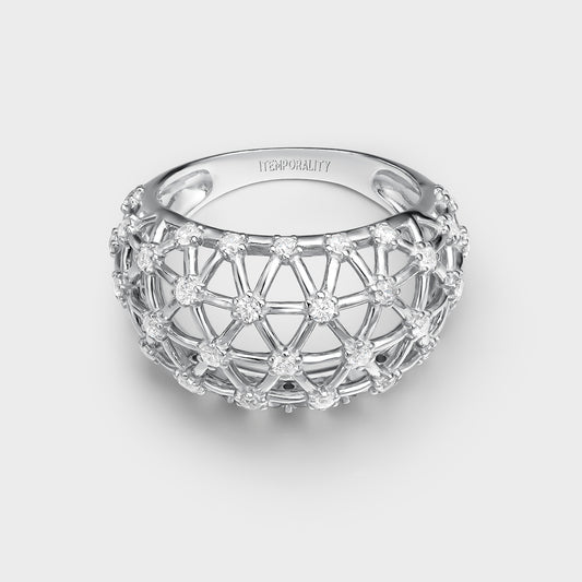 Anillo de plata y circonitas galaxia
