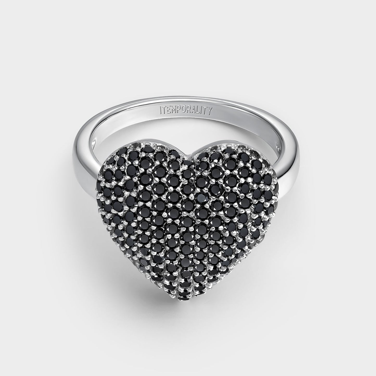 Anillo plata corazón pavé negro