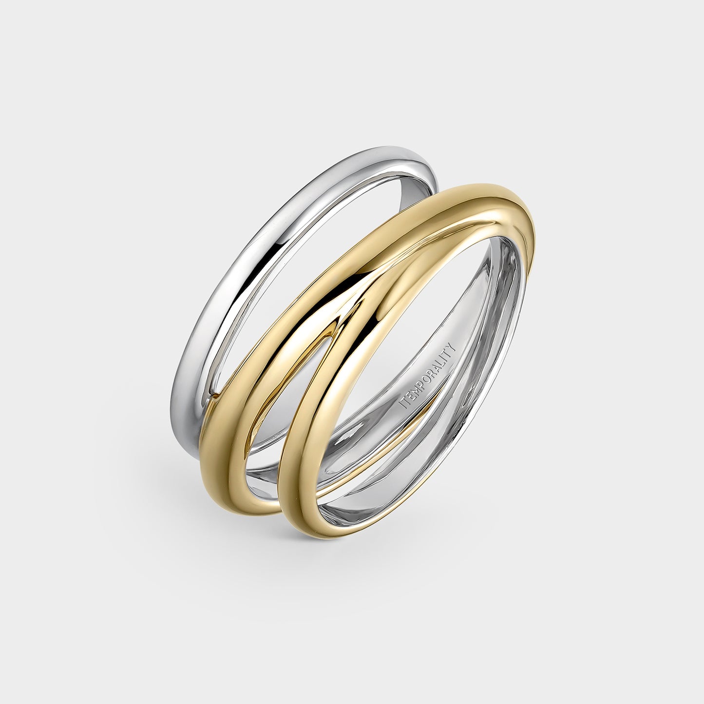 Anillo de plata bicolor triple asimétrico