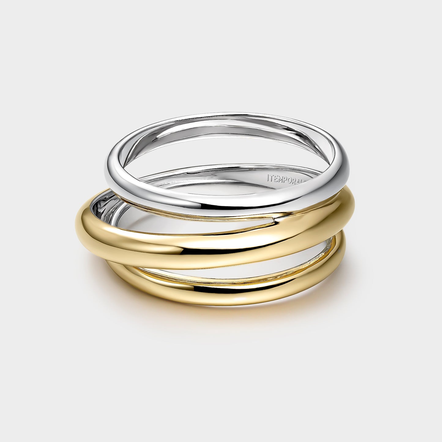 Anillo de plata bicolor triple asimétrico