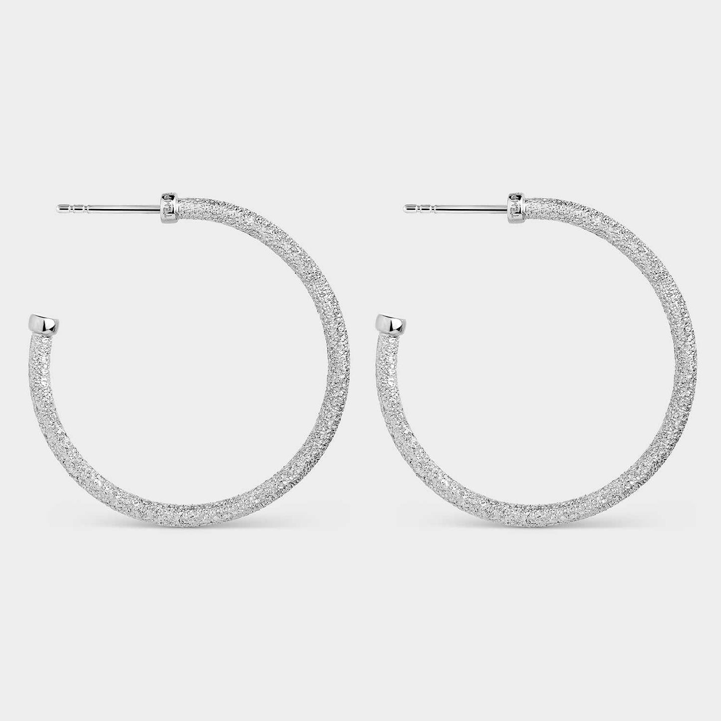 Hoop earrings 34 mm shiny texture