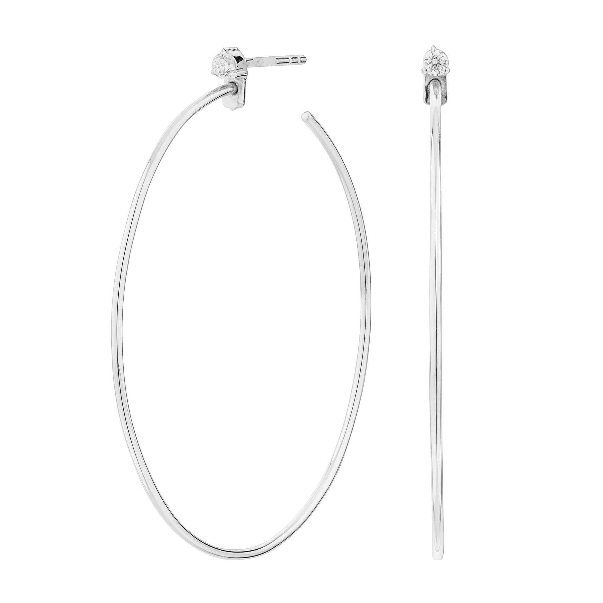 Pendientes de aro de plata con circonita engastada