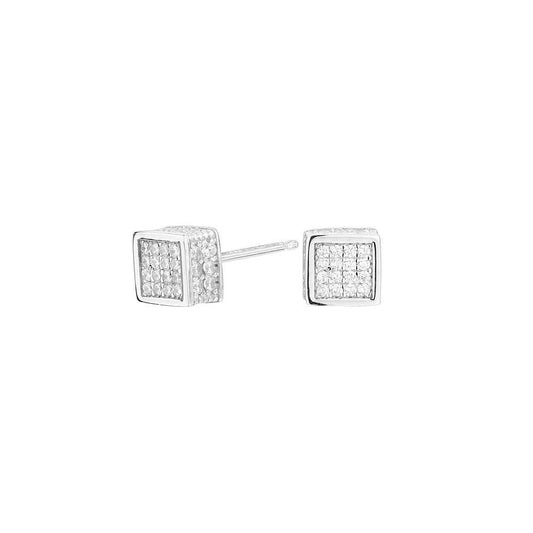 Pendientes Cube Cuadrado Plata