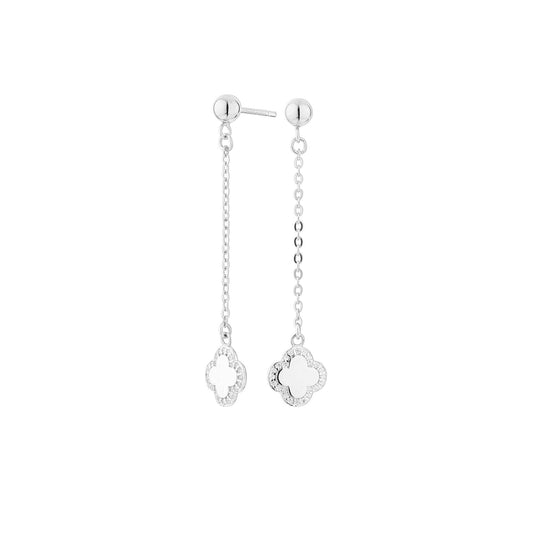 Pendientes Cube Largos Flor Plata