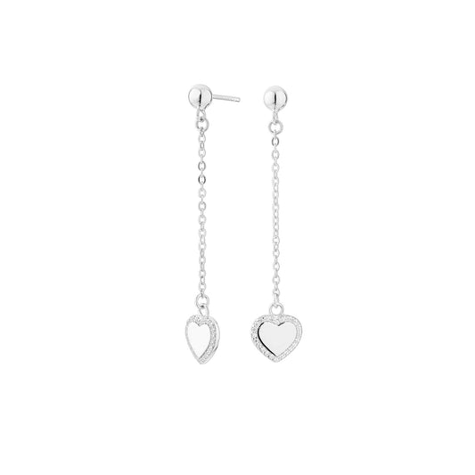 Copia de Pendientes Cube Largos Corazón Plata