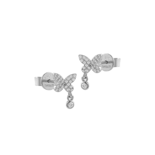 Pendientes mariposa de plata y circonitas blancas