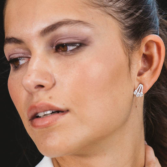 White zircon silver earrings