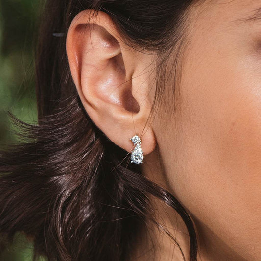 Pendientes de plata y circonitas blancas