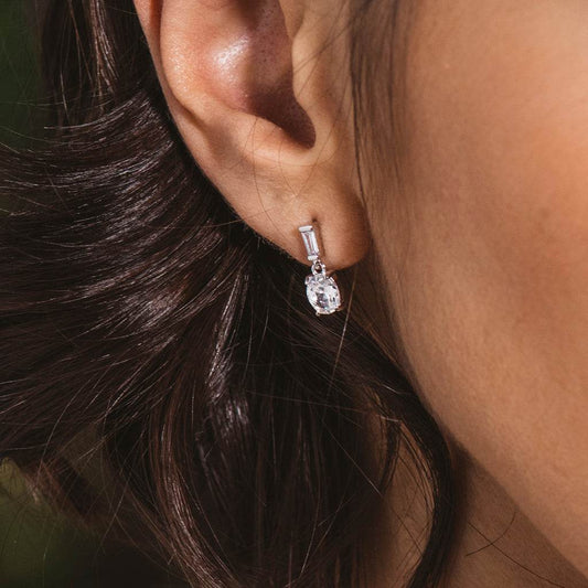 Pendientes plata colgante circonita blanca
