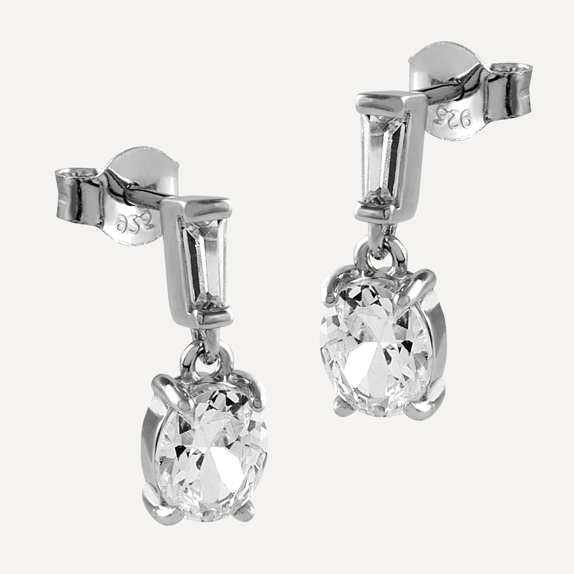 Pendientes de plata colgante circular de circonita blanca