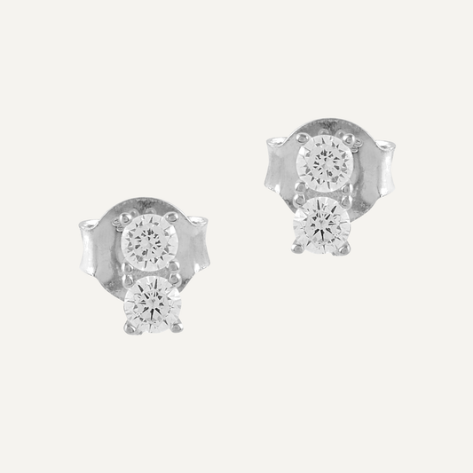 Pendientes Dos Circonitas Plata