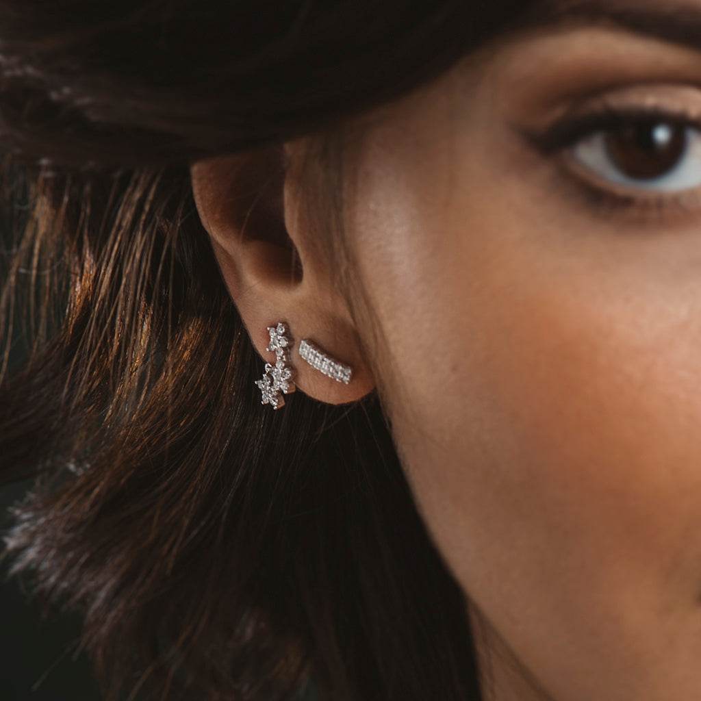 Pendientes Conjunto de Flores de Plata con Circonitas