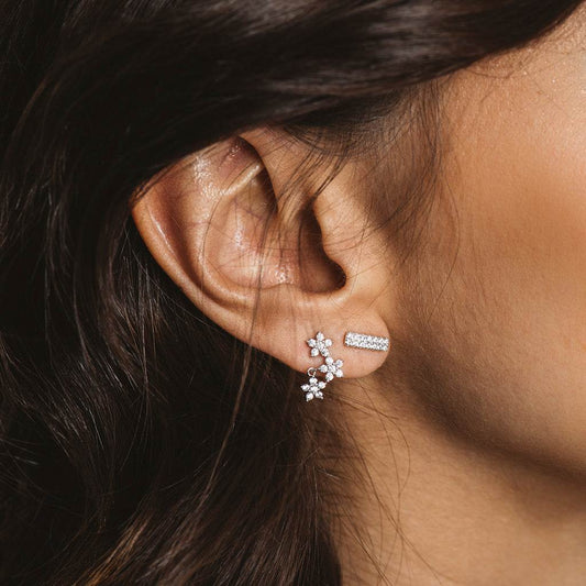 Pendientes Conjunto de Flores de Plata con Circonitas