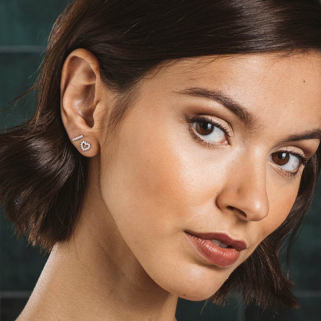 Six Zirconia Silver Earrings