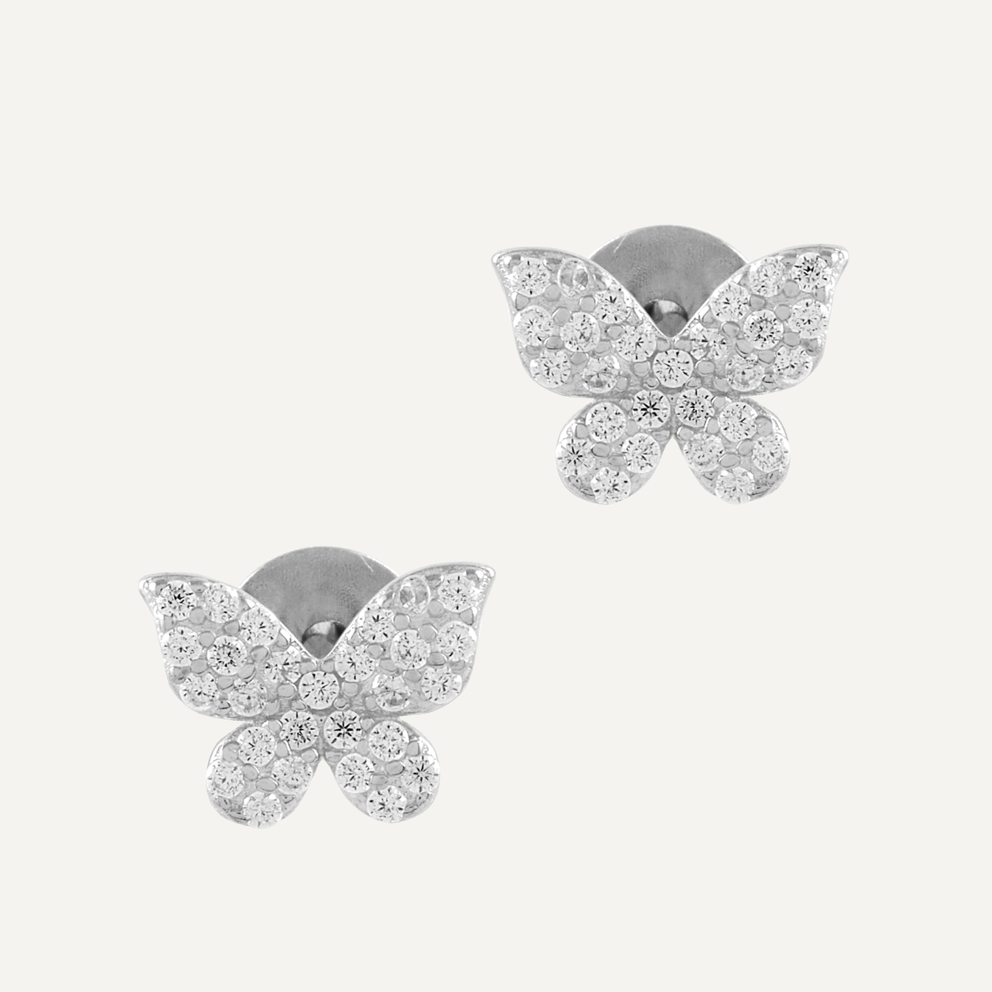 Silver Butterfly Earrings with Zircons
