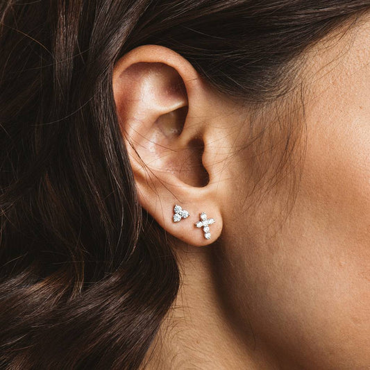 Pendientes Cruz de Plata con Circonitas