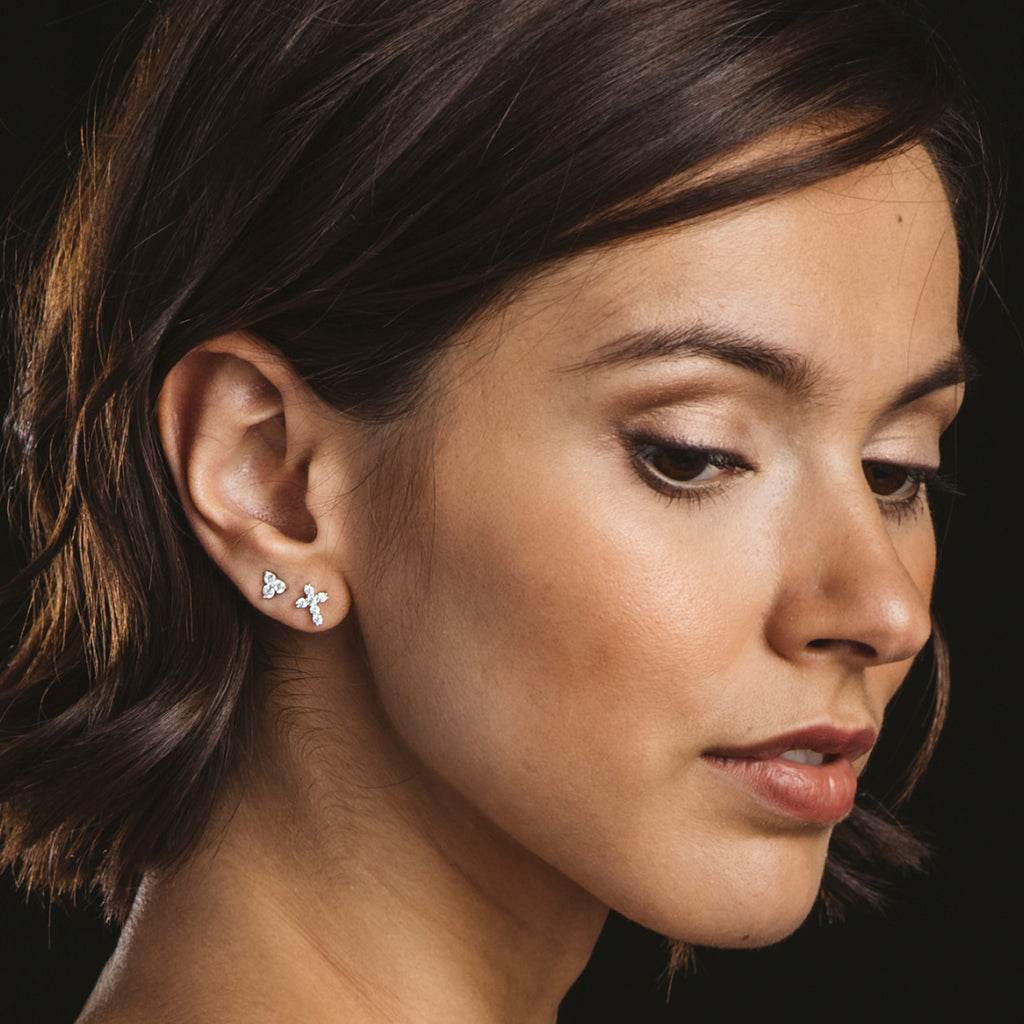 Pendientes Cruz de Plata con Circonitas