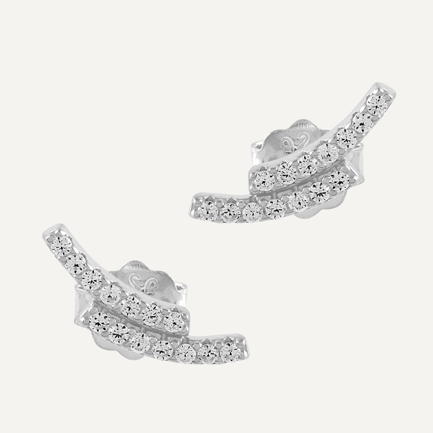 Two Silver Steles Earrings with Zircons