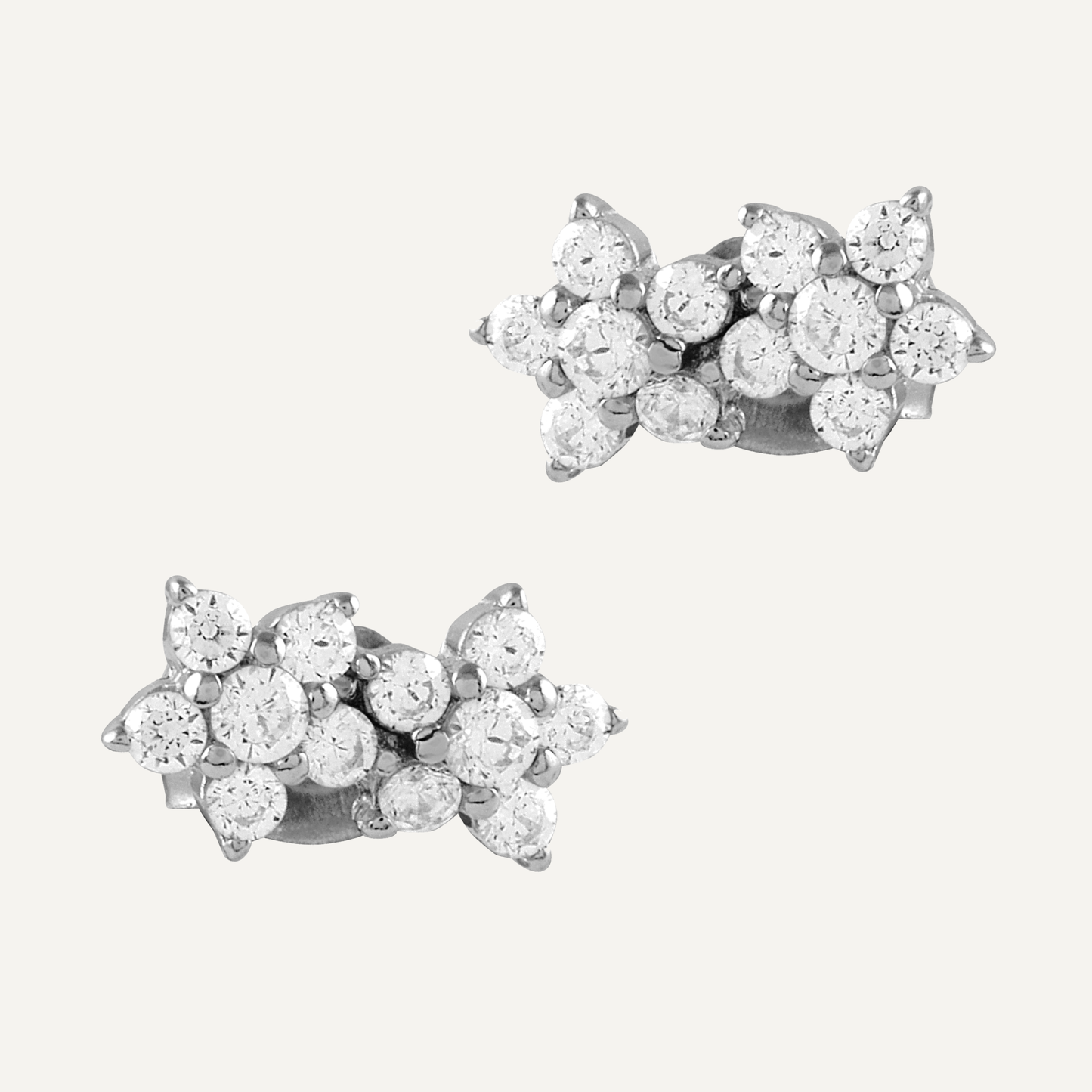 Pendientes Dos Flores Plata con Circonitas