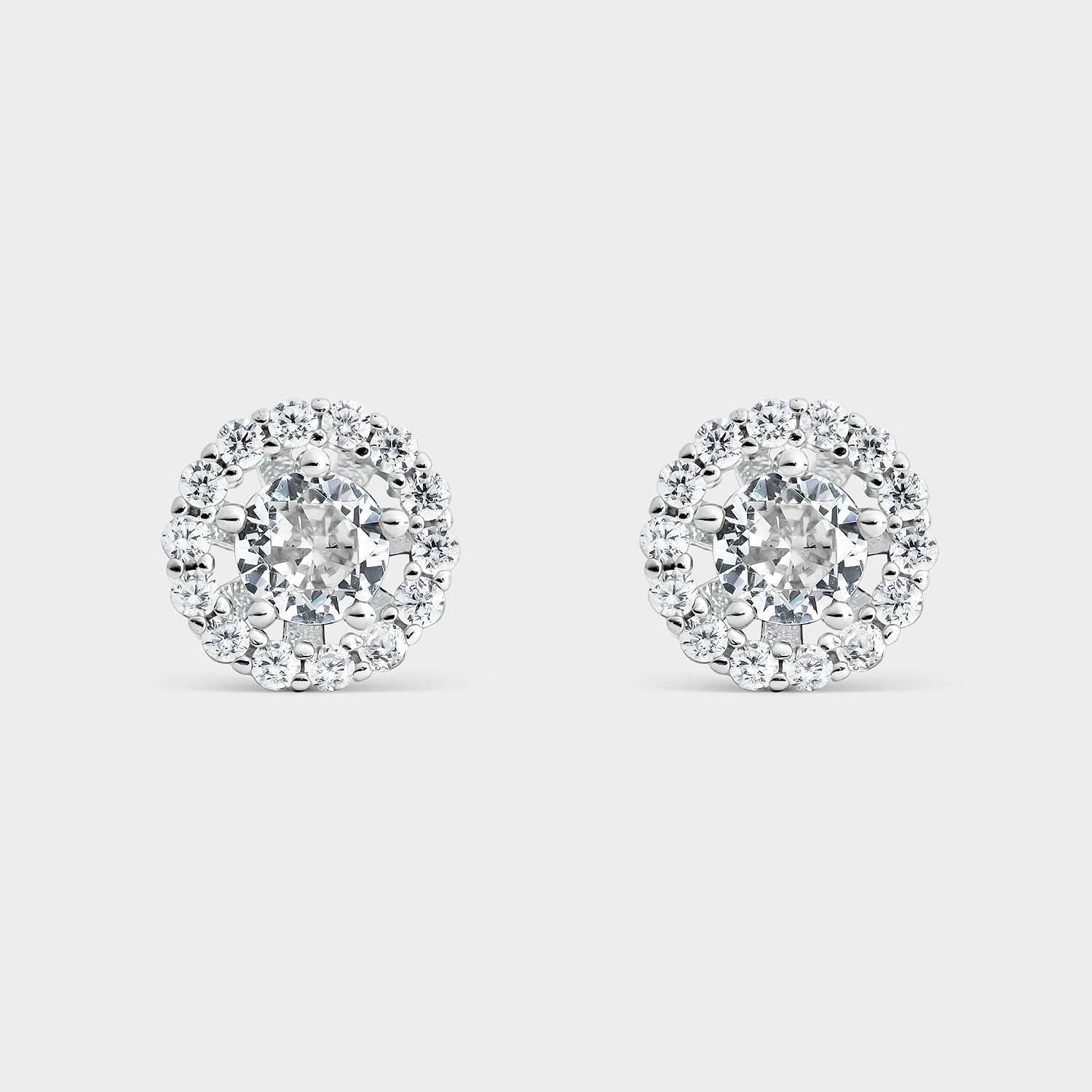 Pendientes desmontables de plata y circonitas en 5 garras