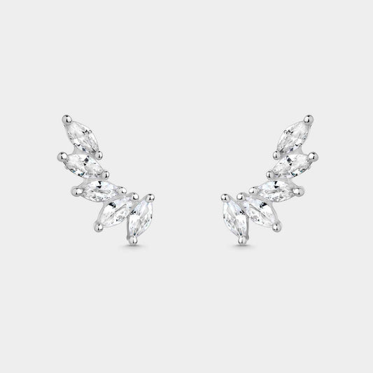Pendientes ala con circonitas blancas ovaladas