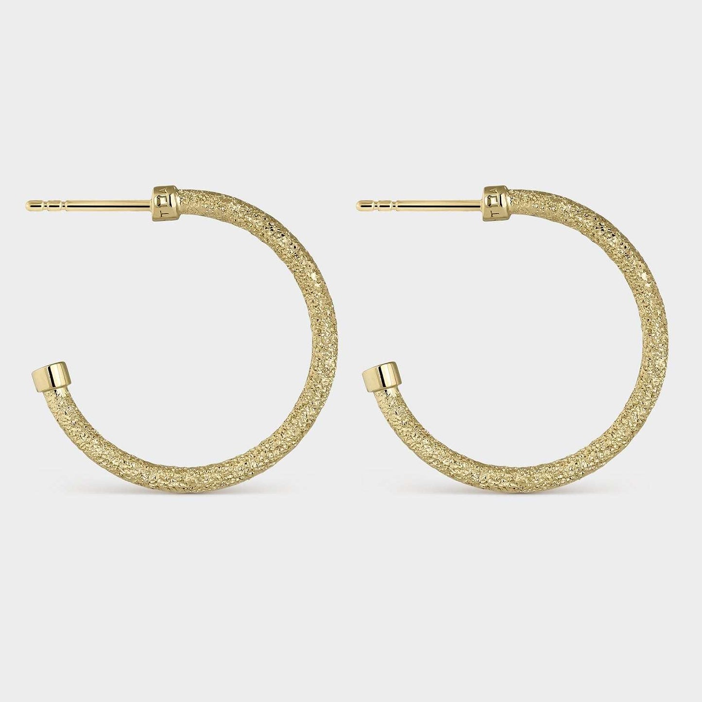 Pendientes aros 25 mm textura brillante oro rosa