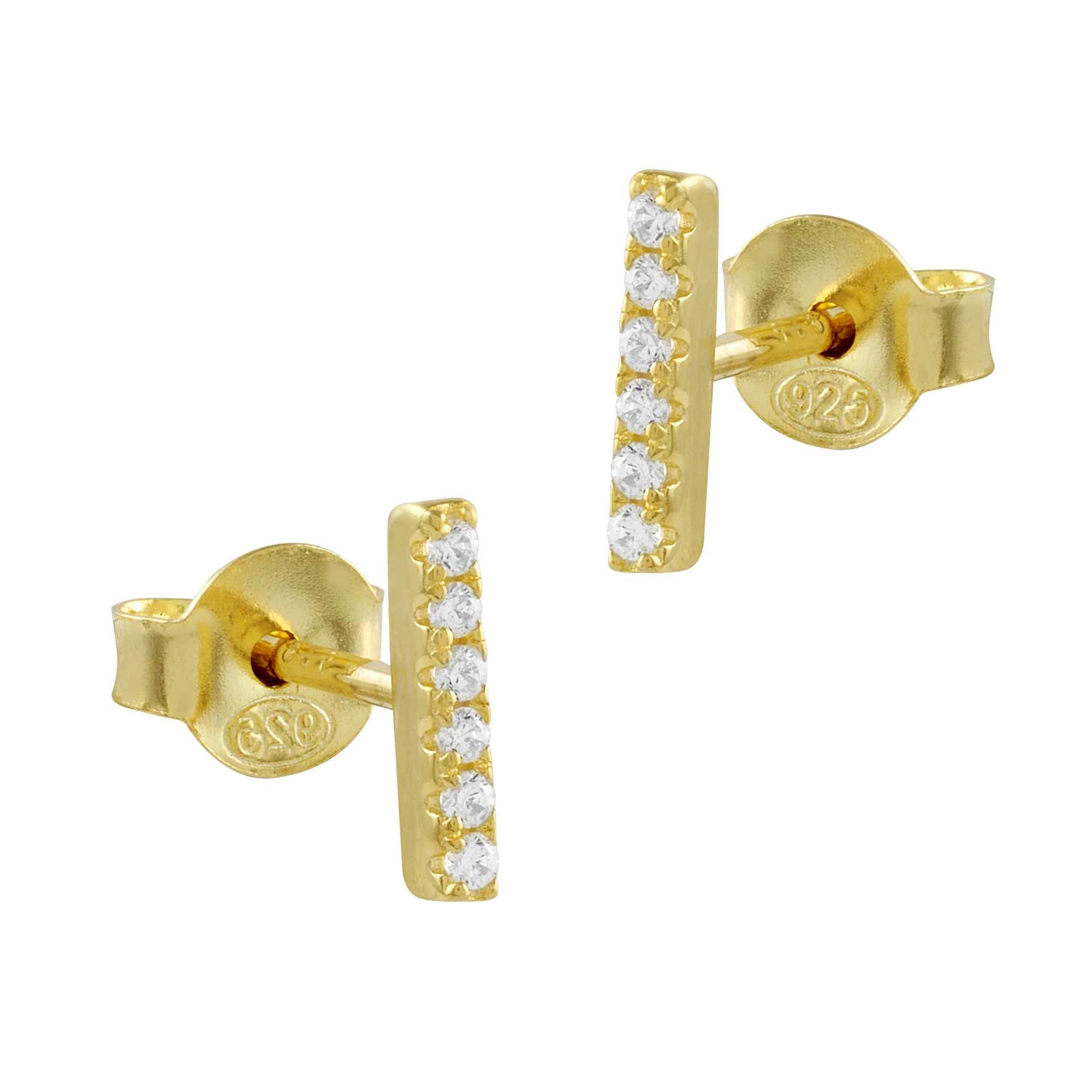 Pendientes Seis Circonitas Plata bañados en Oro