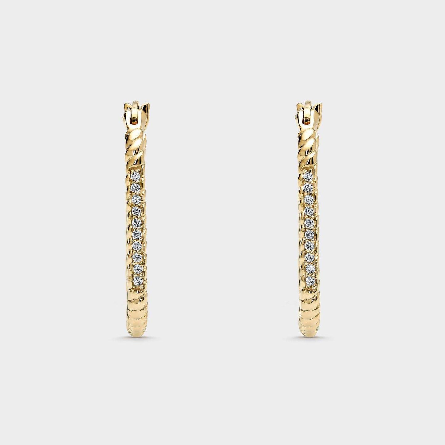 Pendientes criollas baño oro amarillo con circonitas blancas