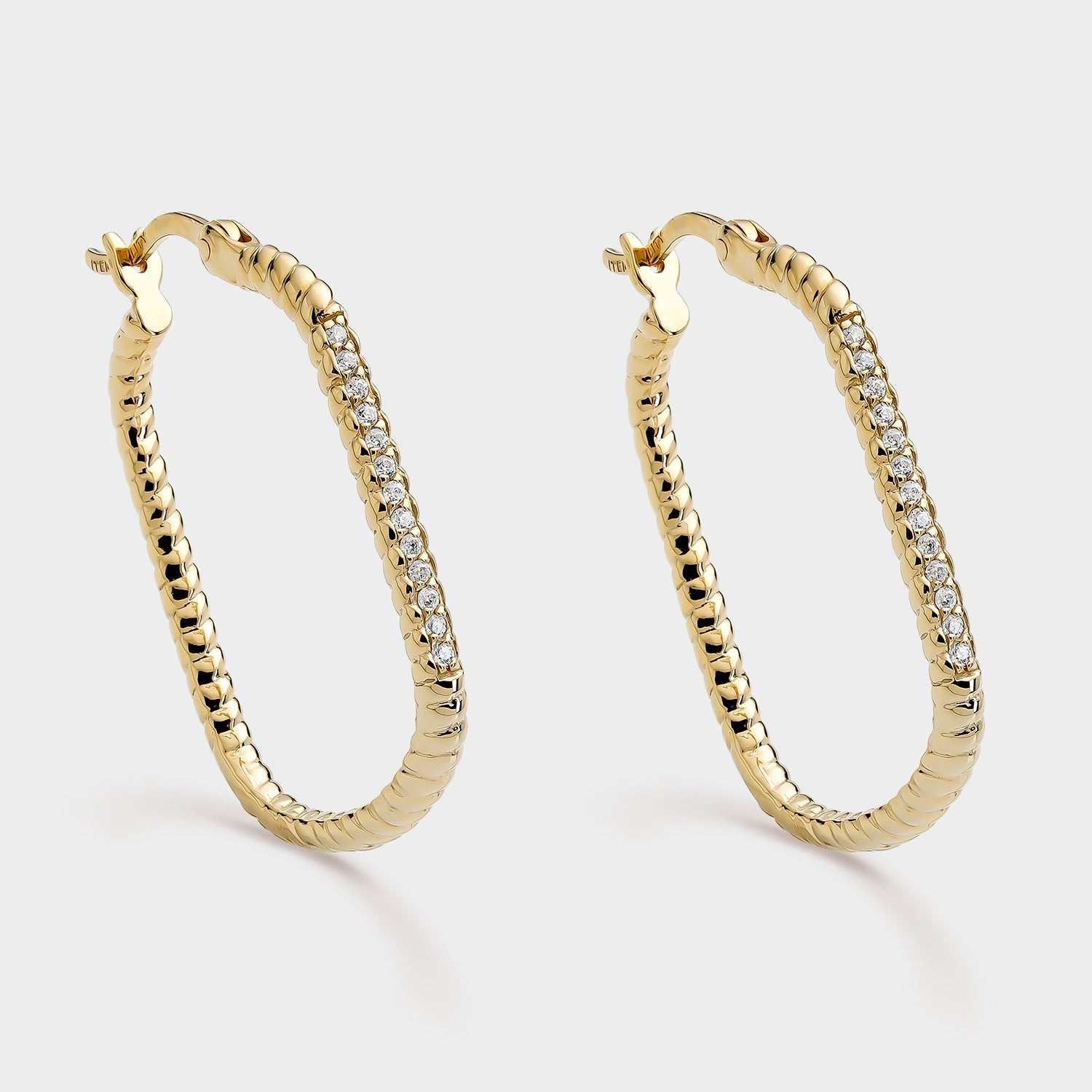 Pendientes criollas baño oro amarillo con circonitas blancas