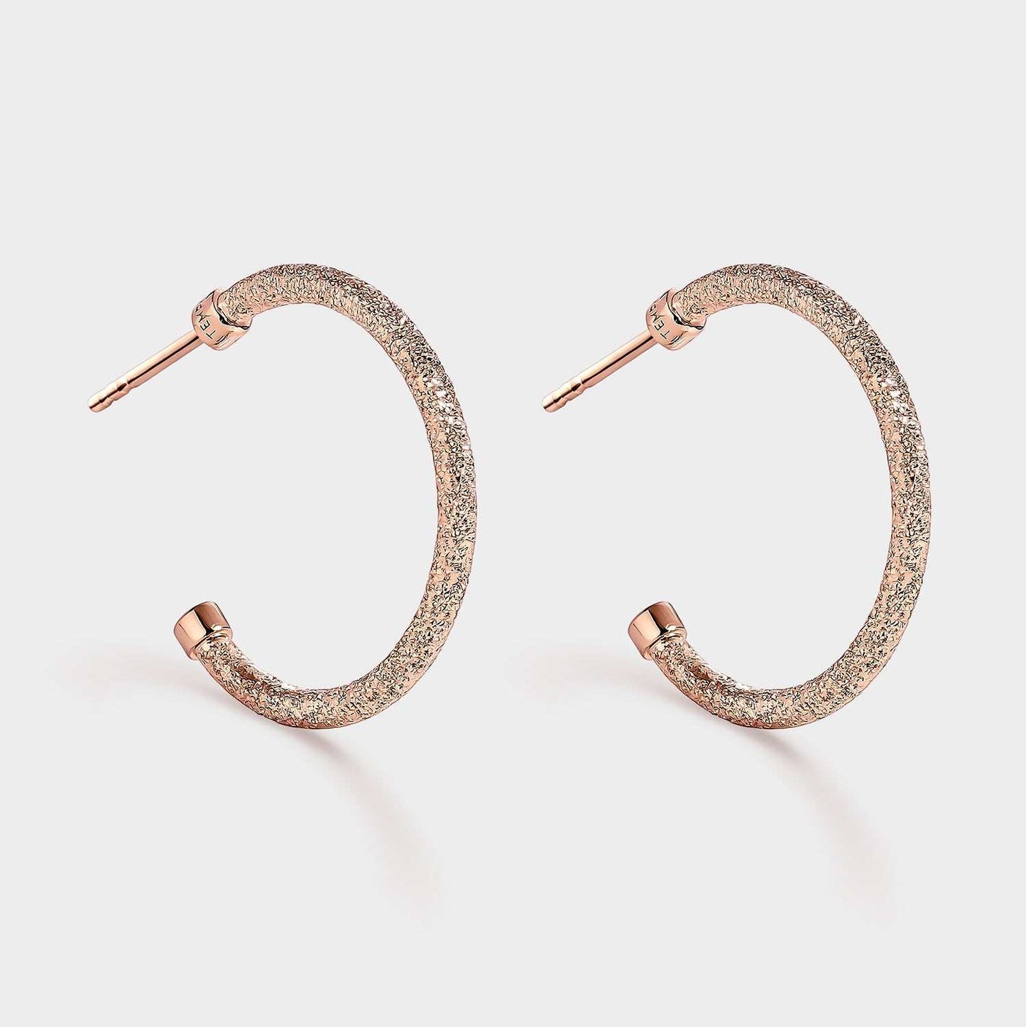 Pendientes aros 25 mm textura brillante oro rosa