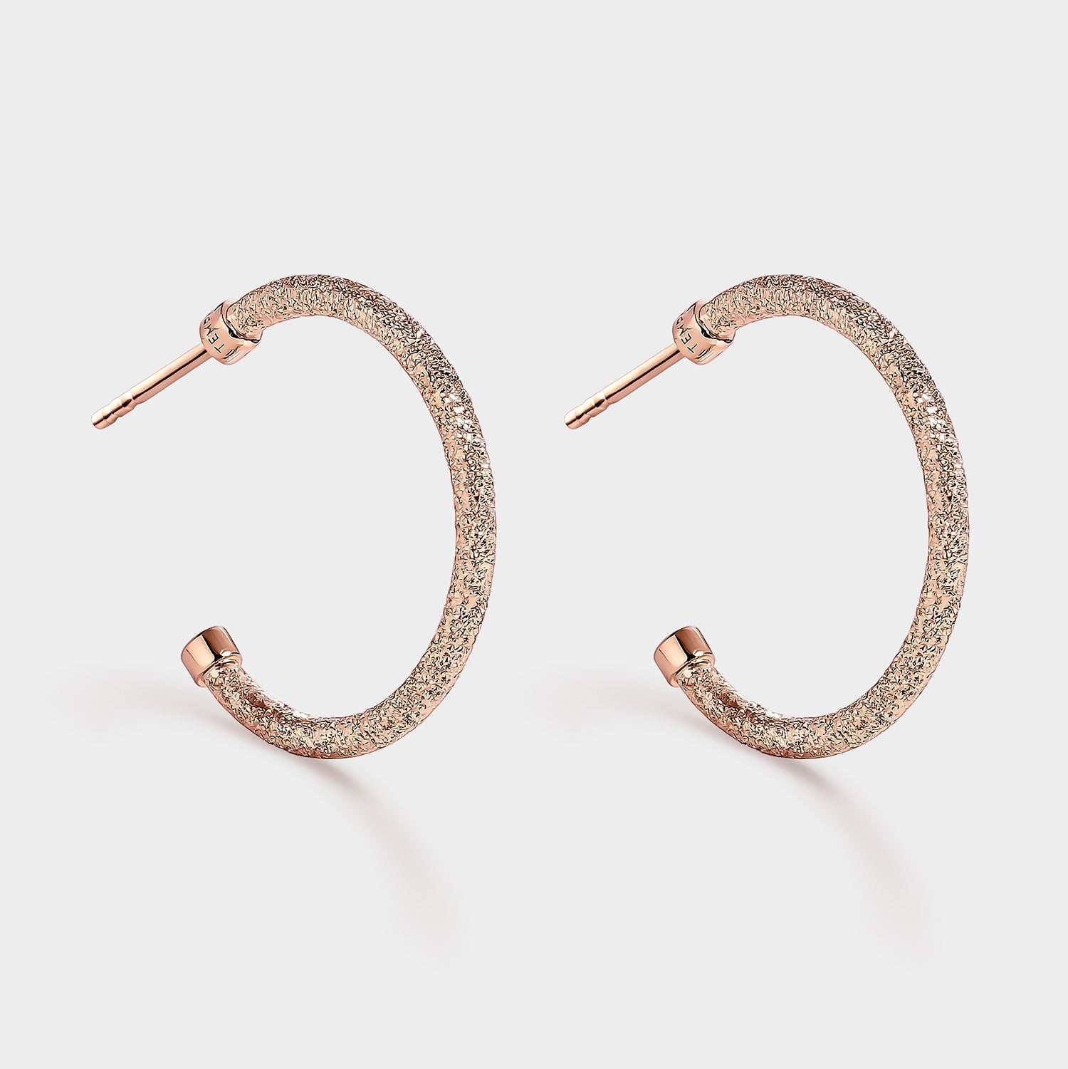 Pendientes aros 25 mm textura brillante oro rosa