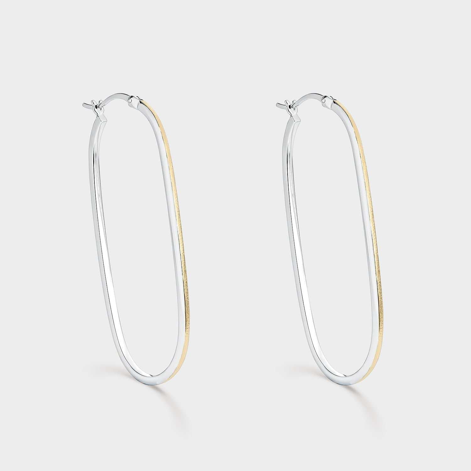 Pendientes aros ovales y alargados bicolor