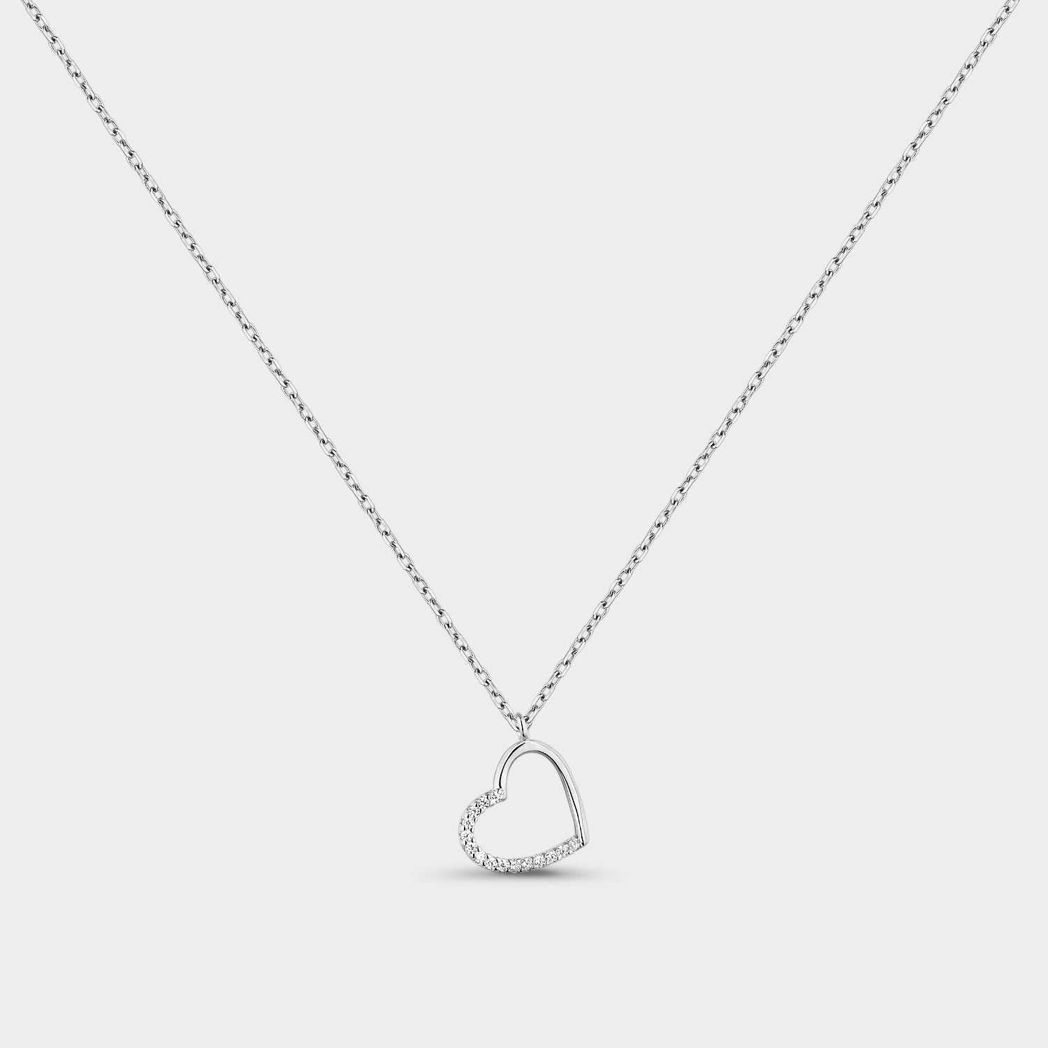 Collar de plata con corazón de circonitas blancas