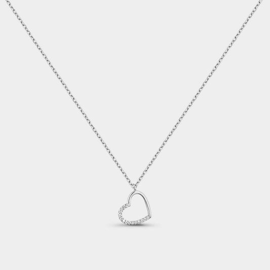 Collar de plata con corazón de circonitas blancas
