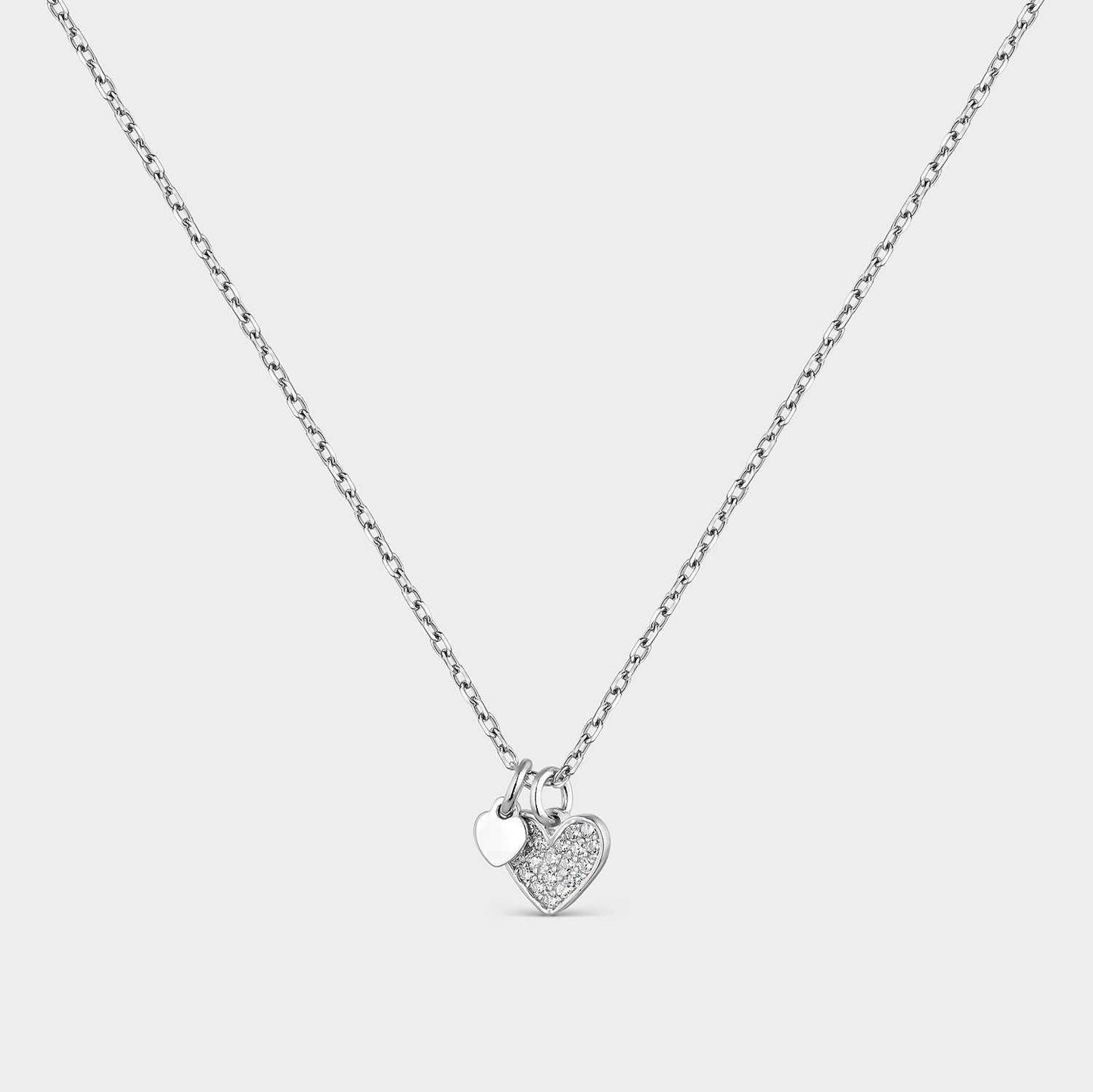 Collar de plata con corazón de circonitas blancas