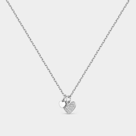 Collar de plata con corazón de circonitas blancas
